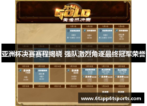 亚洲杯决赛赛程揭晓 强队激烈角逐最终冠军荣誉